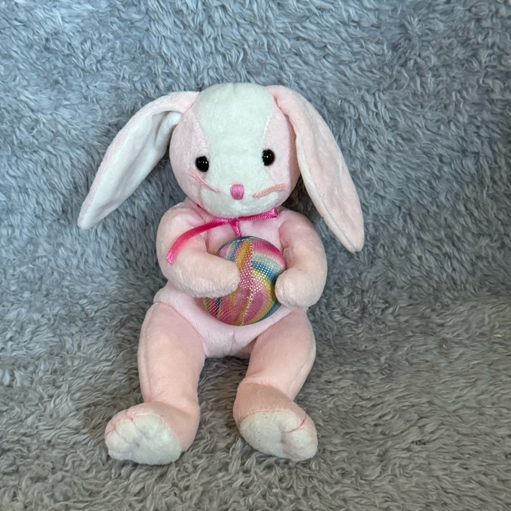 Ty Beanie Babies 8” Eggerton Bunny Rabbit Pink Bean Plush Stuffed Animal Toy